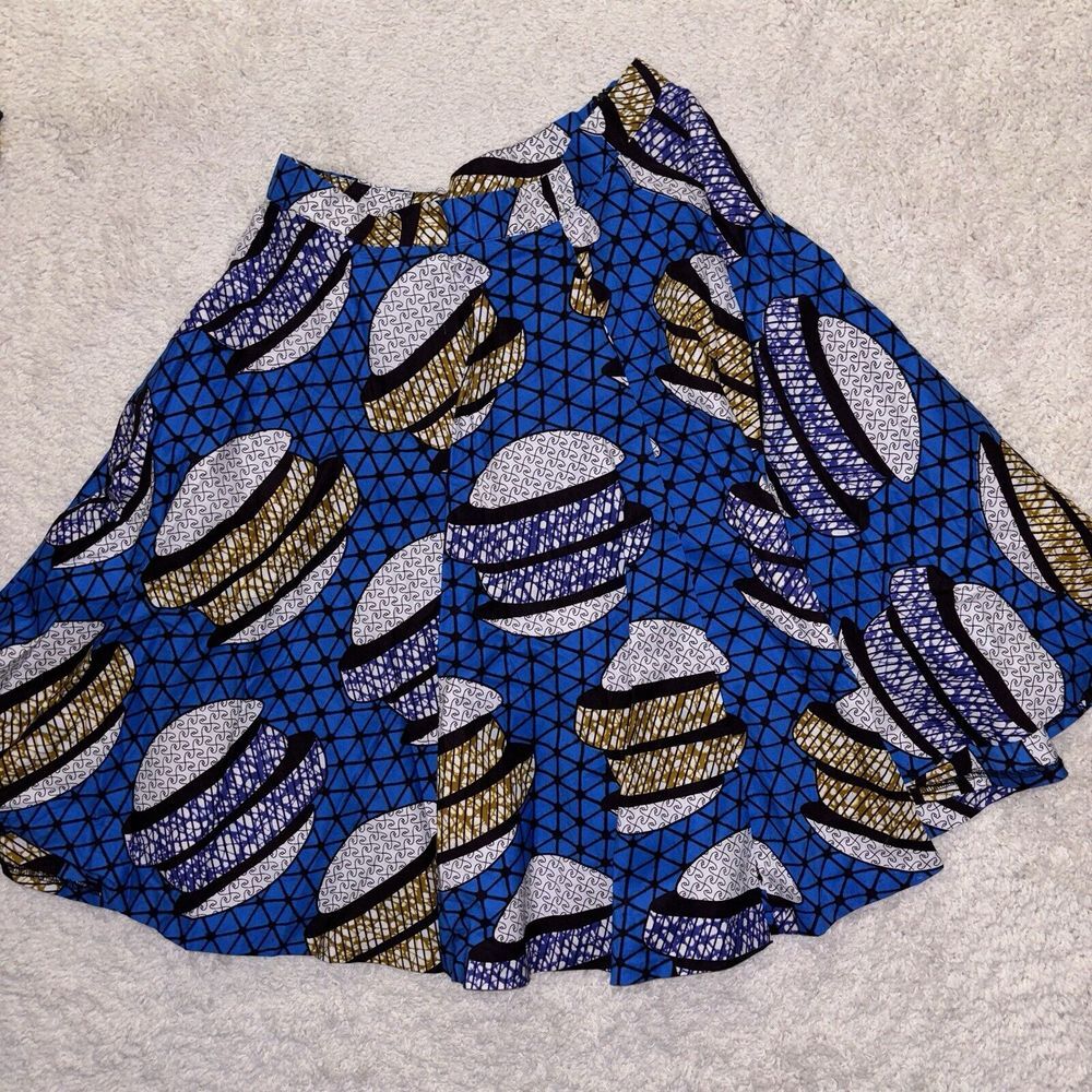 d'iyanu African Traditional Print Full Pleated A-Line skirt L Cotton Juneteenth